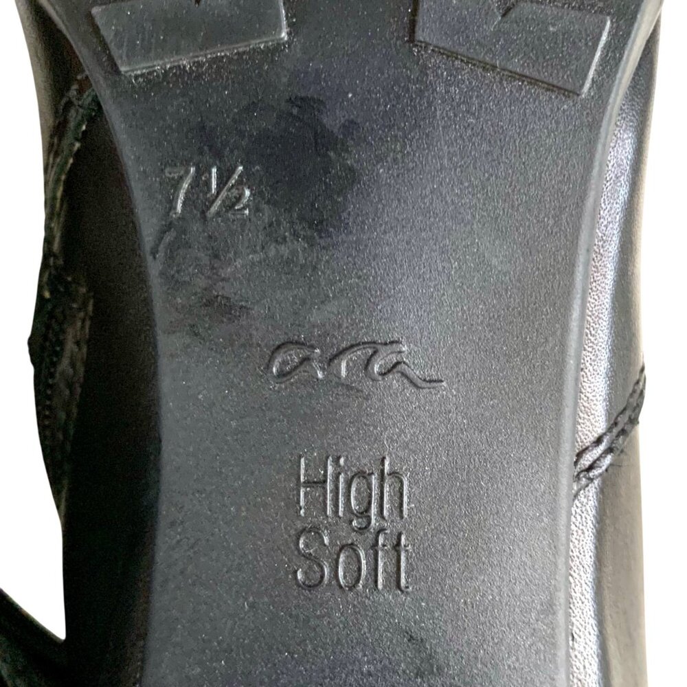 Ara Ohara High Soft Knee-High Comfort Calf Leather Boots Black 9.5 Zip Side - Picture 9 of 13